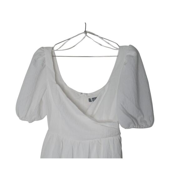 New Lulus Little Bit In Love White Surplice Puff Sleeve Mini Dress SZ S - Picture 5 of 14